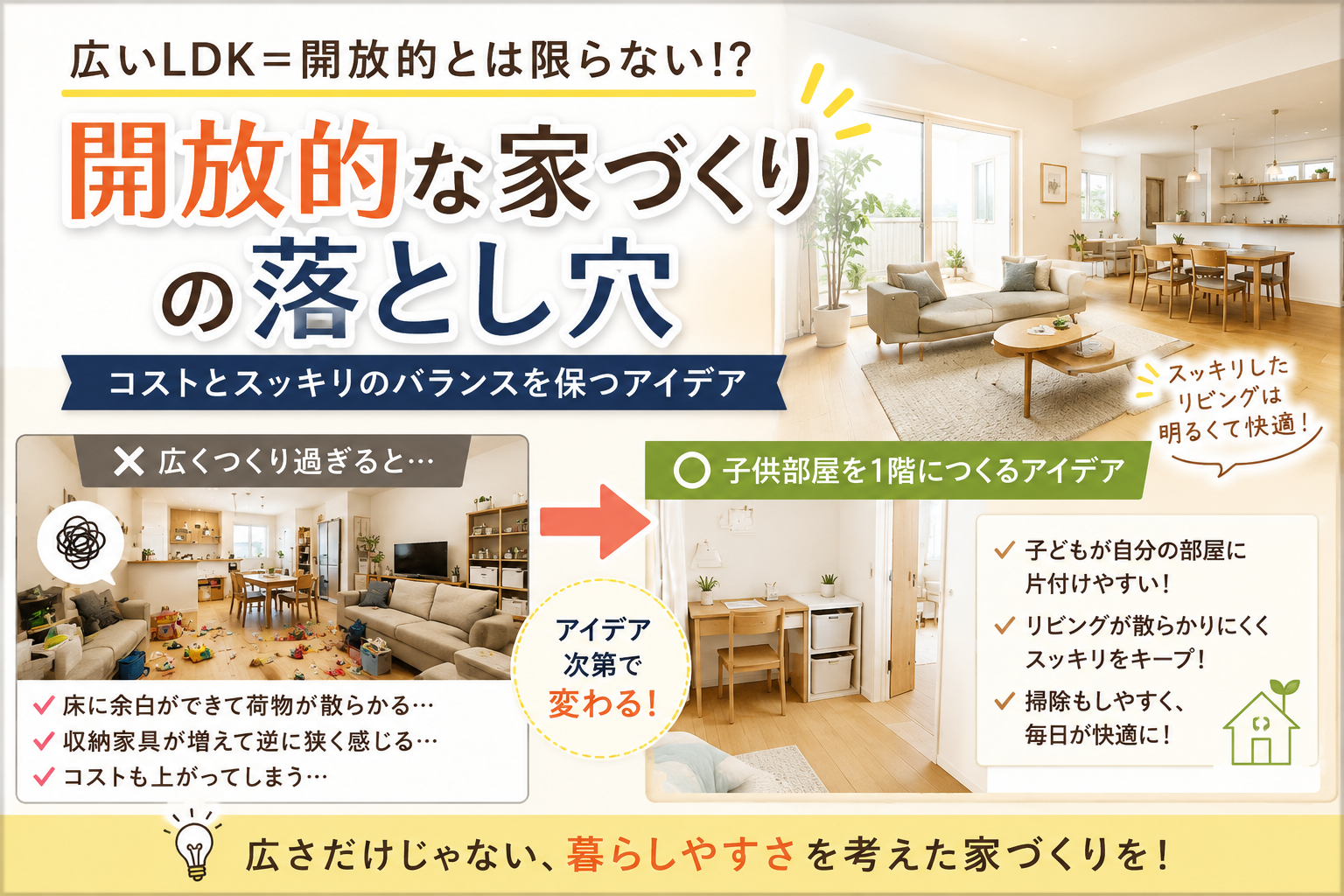 開放的な家づくりの落とし穴 アイキャッチ画像