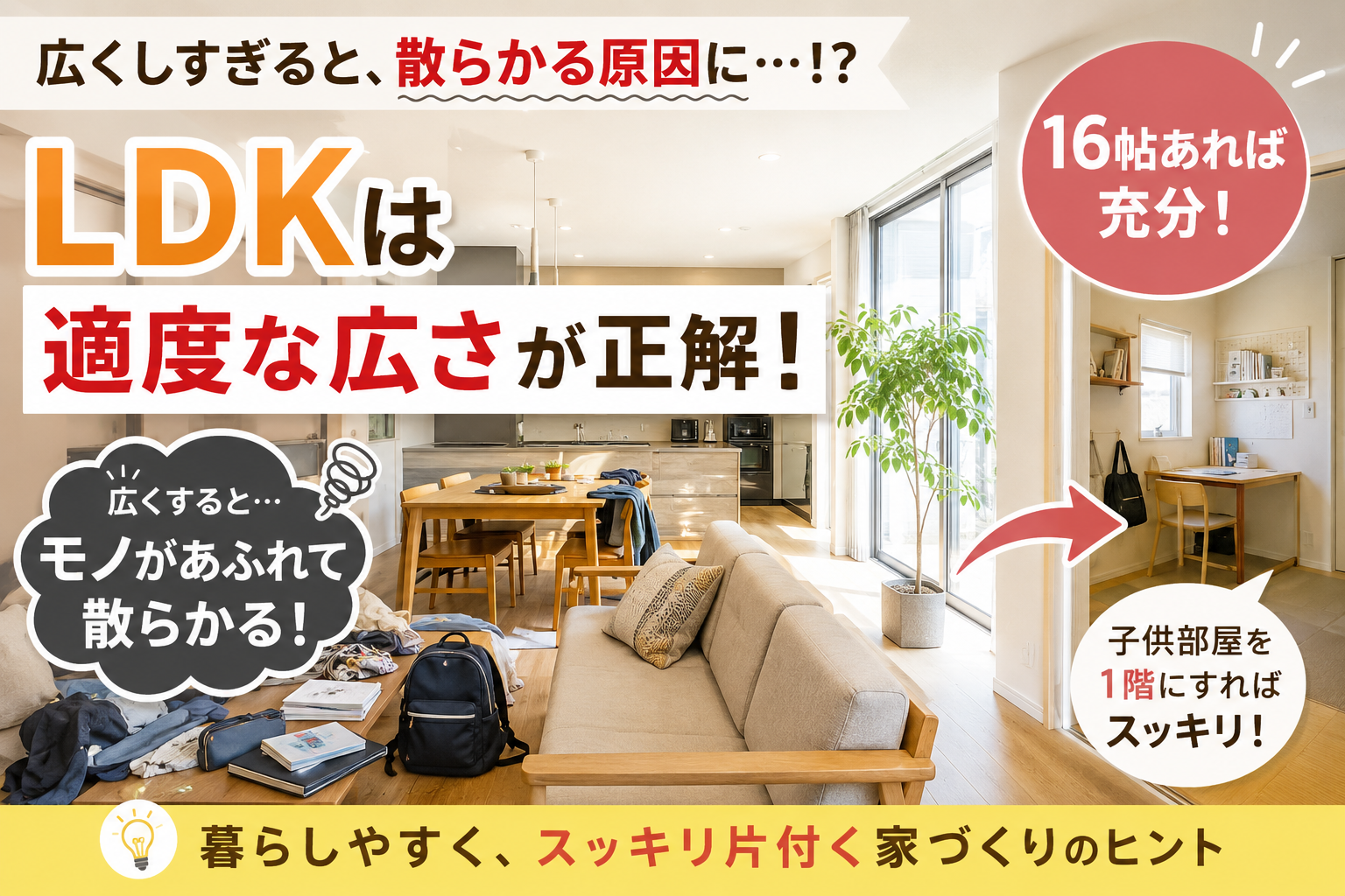 たとえリビングダイニングキッチンと言えど、やみくもに広くしない方がいい理由
