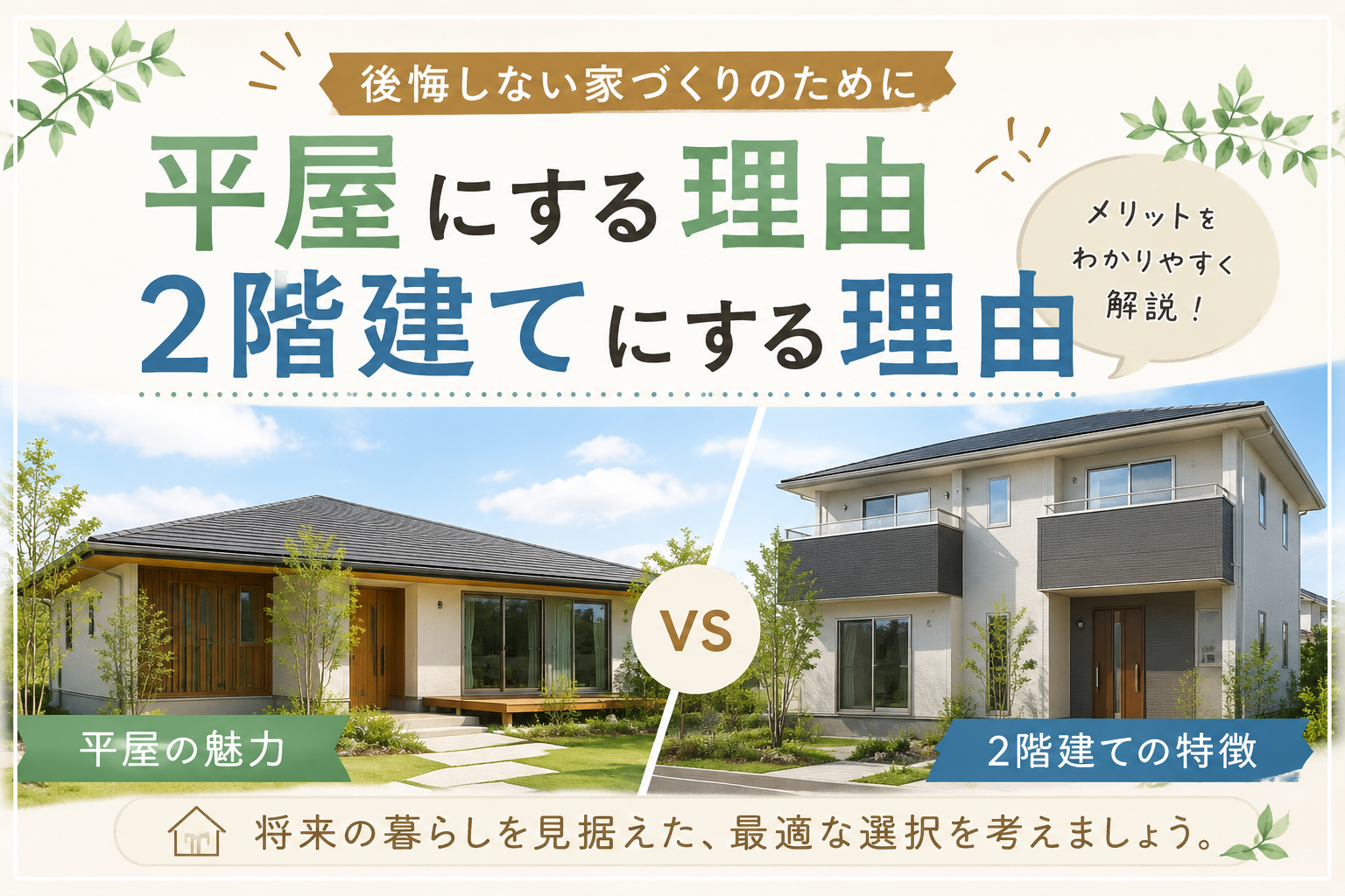 平屋にする理由と2階建てにする理由