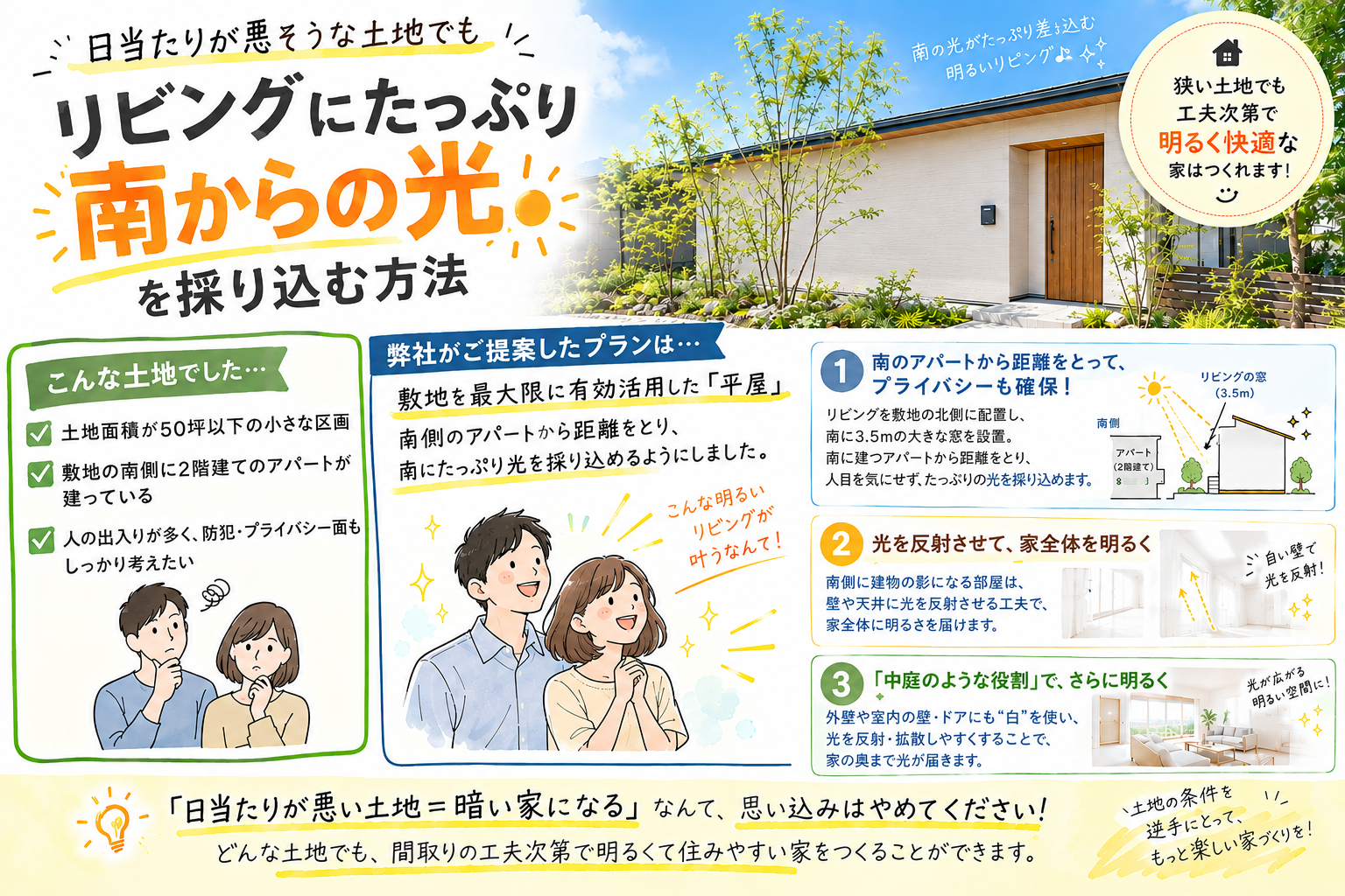 日当たりが悪い土地=暗い家になる”という嘘