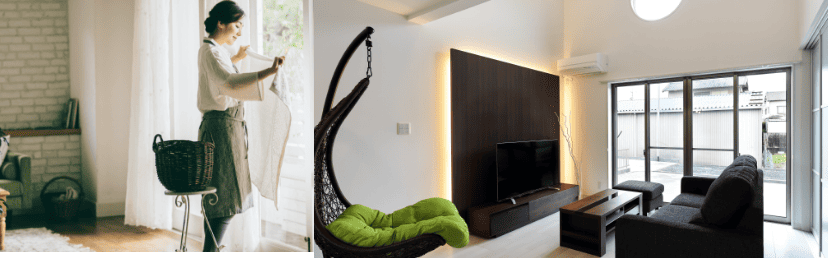 住宅で過ごす女性 住宅内観 写真